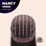 JBEXTENSION NANCY MONO Monofilament Handmade Wig 6X5 Full Monofilament Hand Tied Top Wig 14 Inches Dark Brown Curly Mono Lace Wig Glueless Black Sapphire Wig NANCY MONO - BLACK SAPPHIRE【BENDY EAR TABS】