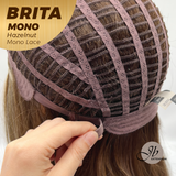 JBEXTENSION BRITA MONO Monofilament Handmade Wig 6X5 Full Monofilament Hand Tied Top Wig 22 Inches Hazelnut Mono Lace Wig with Anti-slip Silicone Strips Glueless Wig BRITA MONO HAZELNUT【BENDY EAR TABS】