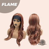JBEXTENSION 24 Inches Curly Copper Auburn with Blonde Highlights Headband Wig FLAME