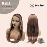 JBEXTENSION 22 Inches Rust Auburn Pre-Cut 13X6 Free Part Snowflake Lace Frontlace Glueless Wig KEL PRO - RUST AUBURN【BENDY EAR TABS】