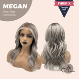 JBEXTENSION 20 Inches Mix Grey Curly Fiber X, Tangle Less Pre-Cut Free Part Frontlace Glueless Wig MEGAN【FIBER X】