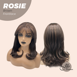 JBEXTENSION 16 Inches Brown Curly Women Pre-Cut Frontlace Glueless Wig with Bangs ROSIE BROWN