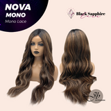 JBEXTENSION NOVA MONO Monofilament Handmade Wig 6X5 Full Monofilament Hand Tied Top Wig 25 Inches Ombre Brown Curly Mono Lace Handmade Futura Fiber Glueless Black Sapphire Wig NOVA MONO【BENDY EAR TABS】