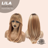 JBEXTENSION 20 Inches Scalpiana Sunset Blush Wolf Cut 3.5X4 Hard Silky Top Natural Scalp Effect Wig With Bangs LILA SUNSET BLUSH