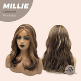 JBEXTENSION 17 Inches Wave Caramel Pre-Cut Frontlace Glueless Wig MILLIE CARAMEL