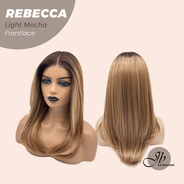 JBEXTENSION 20 Inches Long Light Mocha Women Pre-Cut Frontlace Glueless Wig REBECCA LIGHT MOCHA
