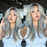 JBEXTENSION 22 Inches Ash Blonde Wig with Bangs ABBEY ASH BLONDE
