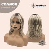 JBEXTENSION 13 Inches Dark Mix Blonde Curly Pre-Cut T Part Snowflake Lace Frontlace Glueless Wig CONNOR【BENDY EAR TABS】