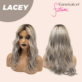 JBEXTENSION 18 Inches Curly Mix Grey Wig with Dark Root Women Fashion Full Machine Wig LACEY【PERMATEASE】