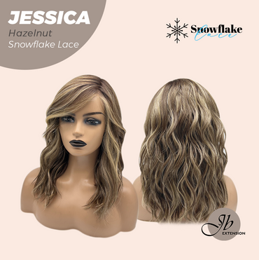 JBEXTENSION 16 Inches Hazelnut Curly Pre-Cut Side Part Snowflake Lace Frontlace Glueless Wig JESSICA HAZELNUT【BENDY EAR TABS】