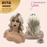 JBEXTENSION RITA MONO Monofilament Handmade Wig 6X5 Full Monofilament Hand Tied Top Wig 14 Inches Curly Mix Blonde Mono Lace Wig with Anti-slip Silicone Strips Glueless Wig RITA MONO - MIX BLONDE【BENDY EAR TABS】