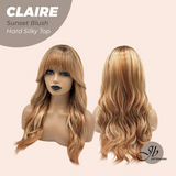 JBEXTENSION 22 Inches Scalpiana Sunset Blush 3.5X4 Hard Silky Top Natural Scalp Effect Women Wig with Bangs CLAIRE SILKY TOP - SUNSET BLUSH