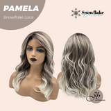 JBEXTENSION 18 Inches Curly Smog Ash Grey Pre-Cut Side Part Snowflake Lace Frontlace Glueless Wig PAMELA SNOWFLAKE【BENDY EAR TABS】