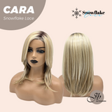 JBEXTENSION 16 Inches Mix Blonde Pre-Cut Side Part Snowflake Lace Frontlace Glueless Wig CARA【BENDY EAR TABS】