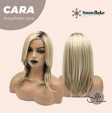 JBEXTENSION 16 Inches Mix Blonde Pre-Cut Side Part Snowflake Lace Frontlace Glueless Wig CARA【BENDY EAR TABS】