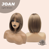 JBEXTENSION 10 Inches Bob Cut Light Brown Wig with Bangs JOAN LIGHT BROWN