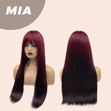 JBEXTENSION 25 Inches Ombre Red Straight Wig With Bangs MIA