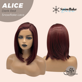 JBEXTENSION 12 Inches Dark Red Pre-Cut Side Part Snowflake Lace Frontlace Glueless Wig ALICE DARK RED【BENDY EAR TABS】