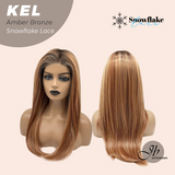 JBEXTENSION 22 Inches Amber Bronze Pre-Cut Snowflake Lace Frontlace Glueless Wig KEL AMBER BRONZE【PERMATEASE】【BENDY EAR TABS】- M/L