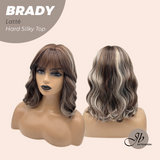 JBEXTENSION 12 Inches Scalpiana Wave Latté 3.5X4 Hard Silky Top Natural Scalp Effect Wig with Bangs BRADY LATTé