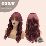 JBEXTENSION 22 Inches Scalpiana Long Wave Red 3.5X4 Hard Silky Top Natural Scalp Effect Wig with Bangs OSSIE RED