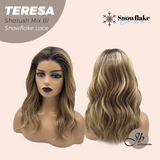 JBEXTENSION 18 Inches Shatush Mix Blonde Pre-Cut Snowflake Lace Frontlace Glueless Wig TERESA SHATUSH MIX BLONDE【PERMATEASE】【BENDY EAR TABS】