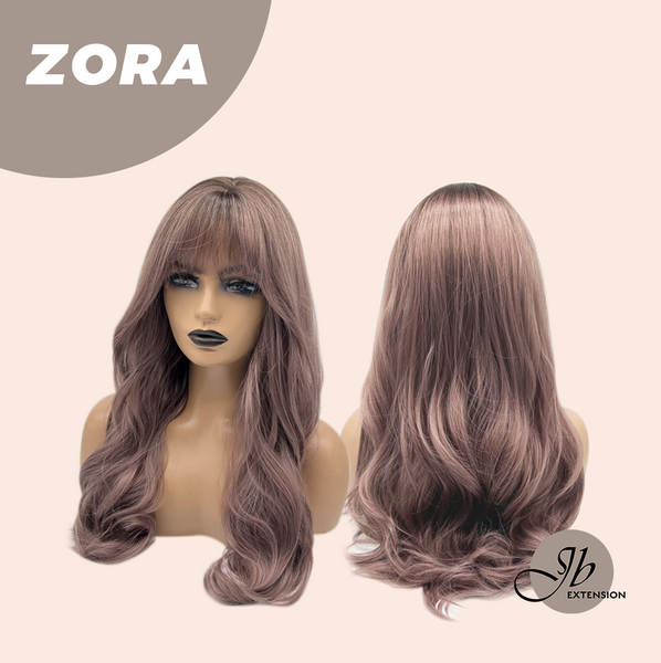 JBEXTENSION 22 Inches Purple with Dark Root Curly Wig with Bangs