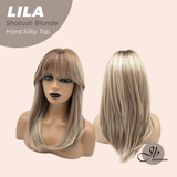JBEXTENSION 20 Inches Scalpiana Shatush Blonde Wolf Cut 3.5X4 Hard Silky Top Natural Scalp Effect Wig With Bangs LILA SHATUSH BLONDE