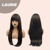 JBEXTENSION 26 inches Tea Black Darkest Brown Long Layered Wig LAURIE