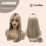 JBEXTENSION 21 Inches Straight Champagne Gold Pre-Cut T Part Snowflake Lace Frontlace Glueless Wig AMBER CHAMPAGNE GOLD【BENDY EAR TABS】