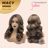 JBEXTENSION MACY MONO Monofilament Handmade Wig 6X5 Full Monofilament Hand Tied Top Wig 18 Inches Curly Ombre Brown Mono Lace Wig with Anti-slip Silicone Strips Glueless Wig MACY MONO【BENDY EAR TABS】