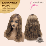 JBEXTENSION SAMANTHA MONO Full Monofilament Handmade Full Lace Full Hand Tied Wig 17 Inches Light Chocolate Mono Lace Handmade Futura Fiber Wig with Anti-slip Silicone Strips Glueless Wig SAMANTHA MONO LIGHT CHOCOLATE【BENDY EAR TABS】