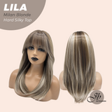 JBEXTENSION 20 Inches Scalpiana Milan Blonde Wolf Cut 3.5X4 Hard Silky Top Natural Scalp Effect Wig With Bangs LILA MILAN BLONDE