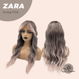 JBEXTENSION 25 Inches Long Wave Smog Pink Wig with Bangs ZARA SMOG PINK