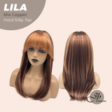 JBEXTENSION 20 Inches Scalpiana Mix Copper Wolf Cut 3.5X4 Hard Silky Top Natural Scalp Effect Wig With Bangs LILA MIX COPPER