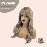 JBEXTENSION 22 Inches Scalpiana Pearl Mist Blonde 3.5X4 Hard Silky Top Natural Scalp Effect Women Wig with Bangs CLAIRE SILKY TOP - PEARL MIST BLONDE