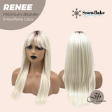JBEXTENSION 21 Inches Platinum Blonde Pre-Cut T Part Snowflake Lace Frontlace Glueless Wig RENEE PLATINUM BLONDE【BENDY EAR TABS】