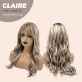 JBEXTENSION 22 Inches Scalpiana Pearl Mist Blonde 3.5X4 Hard Silky Top Natural Scalp Effect Women Wig with Bangs CLAIRE SILKY TOP - PEARL MIST BLONDE