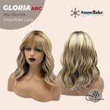 JBEXTENSION 14 Inches Curly Mix Blonde Wig with Bangs Pre-Cut Arc Snowflake Lace Frontlace Glueless Wig GLORIA MIX BLONDE【BENDY EAR TABS】