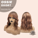JBEXTENSION 14 Inches Scalpiana Wave Strawberry Truffle 3.5X4 Hard Silky Top Natural Scalp Effect Wig with Bangs OSSIE SHORT - STRAWBERRY TRUFFLE