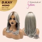 JBEXTENSION D.KAY MONO Partial Monofilament Wig 18 Inches Ash Grey Partial Mono Lace Glueless Women Fashion Wig D.KAY MONO ASH GREY【BENDY EAR TABS】