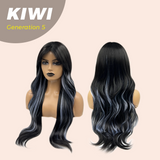 JBEXTENSION GENERATION FIVE 28 Inches Long Wave Black With Blue Highlight Wig KIWI G5