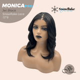 JBEXTENSION 16 Inches Jet Black Pre-Cut 13X6 Free Part Snowflake Lace Frontlace Glueless Wig MONICA PRO - JET BLACK【BENDY EAR TABS】
