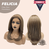 JBEXTENSION 20 Inches Light Brown Fiber X, Tangle Less Pre-Cut Free Part Frontlace Glueless Wig FELICIA【FIBER X】