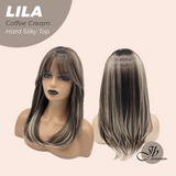 JBEXTENSION 20 Inches Scalpiana Coffee Cream Wolf Cut 3.5X4 Hard Silky Top Natural Scalp Effect Wig With Bangs LILA COFFEE CREAM