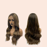 JBEXTENSION 26 Inches Ombre Brown Wave Lace Front Wig.Pre Plucked 6*14 HD Transparent Lace Frontal Wig MASHA