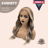 JBEXTENSION 22 Inches Brown Highlight Wave Fiber X, Tangle Less Pre-Cut Free Part Frontlace Glueless Wig CHRISTY BROWN HIGHLIGHT【FIBER X】