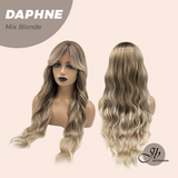 JBEXTENSION 29 Inches Long Body Wave Mix Blonde Wig With Bangs DAPHNE MIX BLONDE