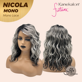 JBEXTENSION NICOLA MONO Monofilament Handmade Wig 6X5 Full Monofilament Hand Tied Top Wig 14 Inches Salt and Pepper Mono Lace Wig Glueless Wig NICOLA MONO【BENDY EAR TABS】