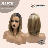 JBEXTENSION 12 Inches Shatush Mix Blonde Pre-Cut Side Part Snowflake Lace Frontlace Glueless Wig ALICE SHATUSH MIX BLONDE